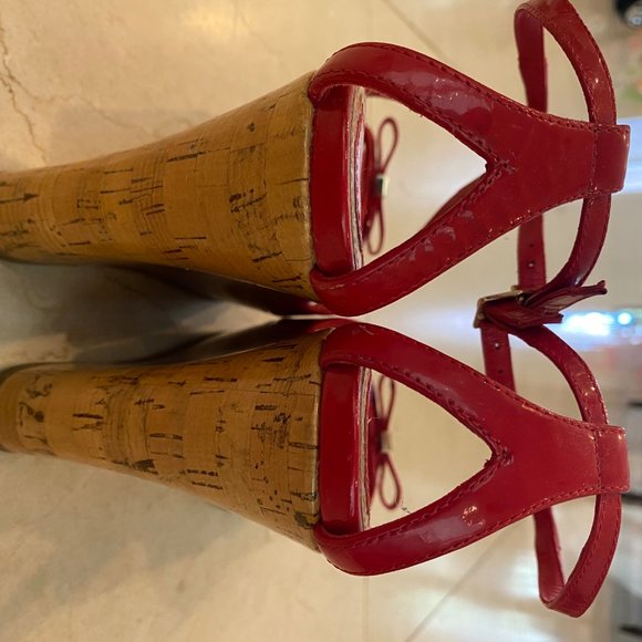 Christian Dior Red Starlet Wedge Platform Sandals - Picture 3 of 5